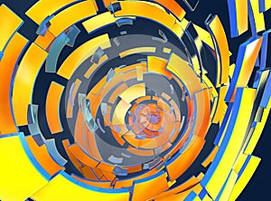 3d illustration Tornado Abstract graphics. blue yellow