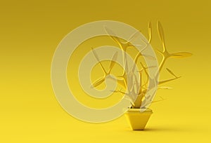 3D illustration of Tree in a pot isolated on Color background