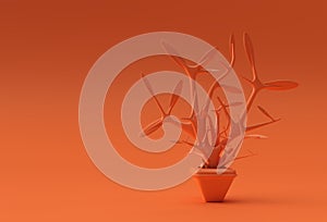 3D illustration of Tree in a pot isolated on Color background