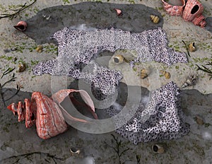 3d illustration of a tropical beach still life