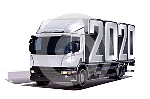 3d illustration of truck delivers 2020