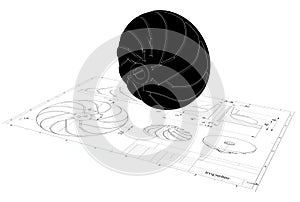 3D illustration of turbo impeller