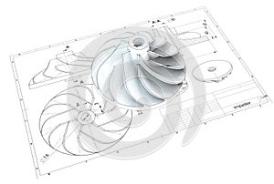 3D illustration of turbo impeller