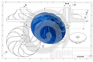 3D illustration of turbo impeller