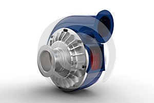 3D illustration of turbo pump