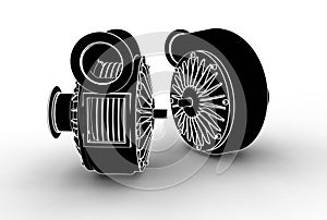 3D illustration of turbo pumps