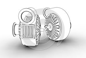 3D illustration of turbo pumps