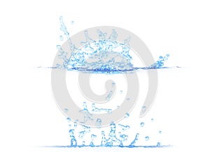 3D illustration of two side views of nice water splash - mockup isolated on white, creative still