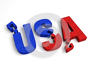 3d Illustration, USA Puzzle - A Country Coming Together