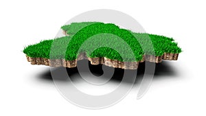 3D illustration of the Venezuela Map soil land geology cross-section