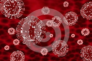 3d Illustration, view of Coronavirus under microscope, virus. Corona virus outbreaking.