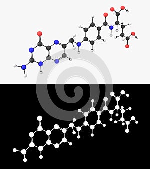 3D illustration of a vitamin B9 molecule with alpha layer