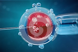 3D Illustration In vitro fertilisation , Injecting sperm into egg cell , Assisted reproductive treatment.