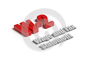 3d illustration of W2 form, wage and tax statement concept on white background