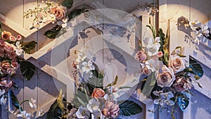 3D illustration of a wall mural. Refined and elegant floral details with a harmonious blend of classic and modern elements