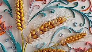 3D illustration of a wall mural. Refined and elegant floral details with a harmonious blend of classic and modern elements