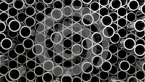 3D illustration. Wall of Steel Pipes