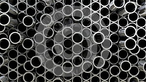 3D illustration. Wall of Steel Pipes