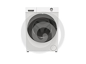 3d illustration washing machine machine with straight drum front view on white background no shadow