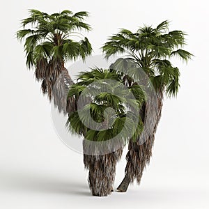 3d illustration of Washingtonia filifera tree isolated on white bachground