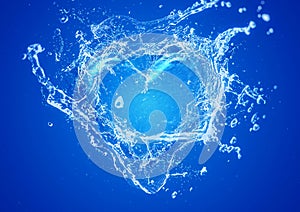 3d illustration of water splashing in heart shape