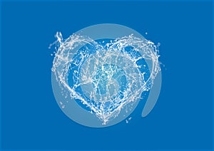 3d illustration of water splashing in heart shape