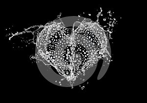 3d illustration of water splashing in heart shape