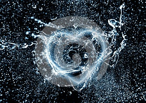 3d illustration of water splashing in heart shape