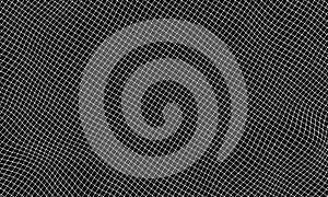 3D illustration Wave of particles on dark background. Technology backdrop.Abstract 3d wireframe landscape grid  on black