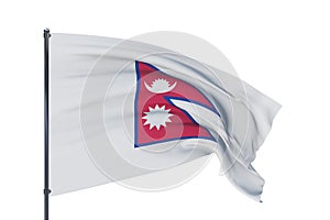 3D illustration. Waving flags of the world - flag of Nepal. Isolated on white background.