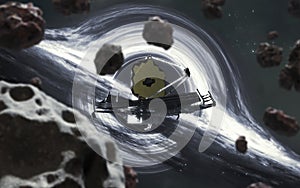 3D illustration of Webb telescope explores deep space. JWST launch art. Elements of image provided by Nasa