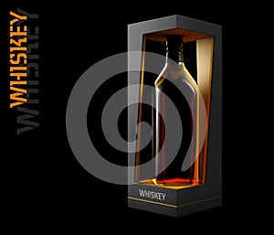 3d Illustration of Whiskey Bottle Design and Packaging