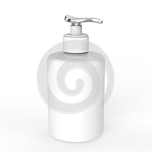 3D illustration white ceramic bottle with liquid soap