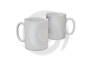 3D illustration of a white mug for personalization. Blank mug mockup