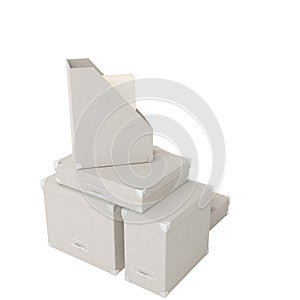 3D illustration of white storage boxes