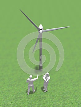 3D illustration of wind-power generation.