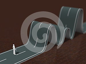 3D illustration of winding road