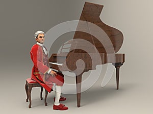 3d illustration of Wolfgang Amadeus Mozart