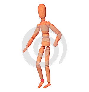 3d illustration of wooden mannequin with foot ankle pain.