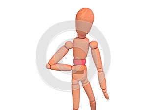 3d illustration of wooden mannequin with pain in the belly.