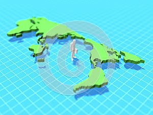 3D illustration of world map