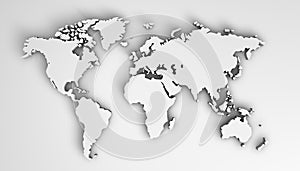 3D illustration world map on a white background