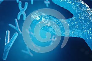 3D illustration XY-chromosomes as a concept for human biology medical symbol gene therapy or microbiology genetics