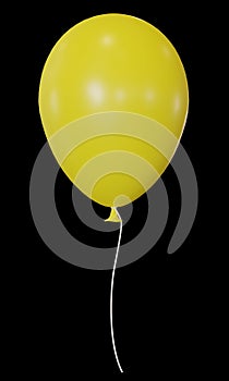 3d illustration of a yellow balloon tied with white rope.