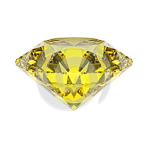 3D illustration yellow emerald round diamond topaz gems
