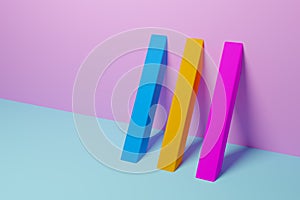 3d illustration yellow, pink and blue pattern