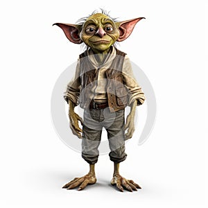 3d Illustration Of Yoda In The Style Of Goblin Academia