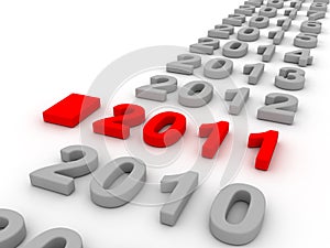 3D Image Of 2011 Isolated (Red)