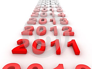 3D Image Of 2011 Isolated (Red)