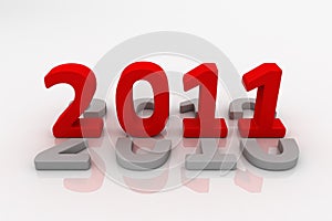 3D Image Of 2011 Isolated (Red)